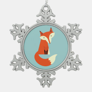 Fox Snowflake Pewter Christmas Ornament