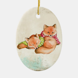 Fox Snuggles Ornament