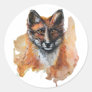 Fox – Spirit Animal, Watercolor Totem Joga Guide A Classic Round Sticker