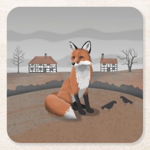 Fox Square Paper Coaster
