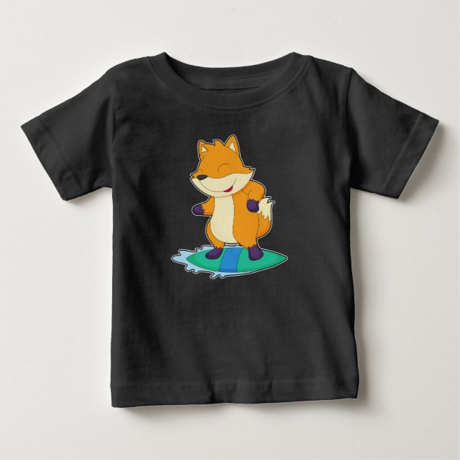 Fox Surfer Surfboard Baby T-Shirt (Front)