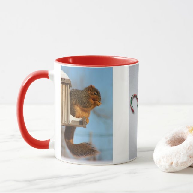 Fox Tail Squirrel Candy Cane Mug (With Donut)