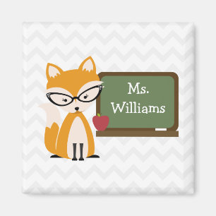 Fox Teacher At Chalkboard Magnet