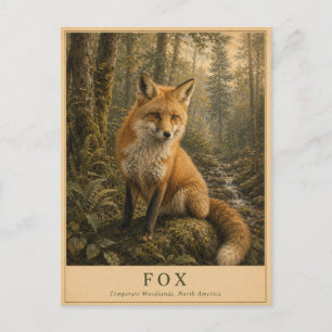 Fox Temperate Woodlands VINTAGE Postcard