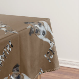 Fox Terrier And Fox Terrier Logo, Brown Tablecloth