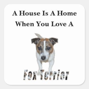 Fox Terrier And Fox Terrier Love Logo, Square Sticker