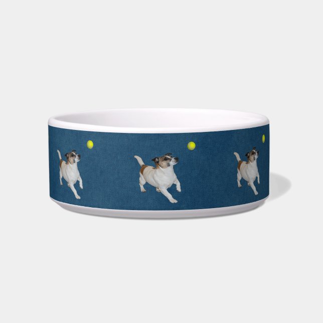 Fox Terrier Ball Trance,  Ceramic Pet Bowl (Front)