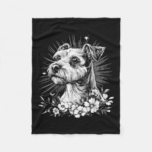 Fox Terrier Dog Lover Retro Style Tattoo  Fleece Blanket
