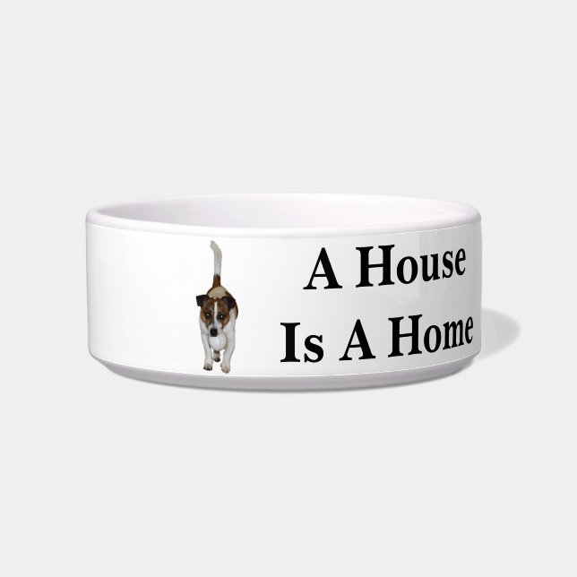 Fox Terrier Feel Like Home, Ceramic Pet Bowl (Left)
