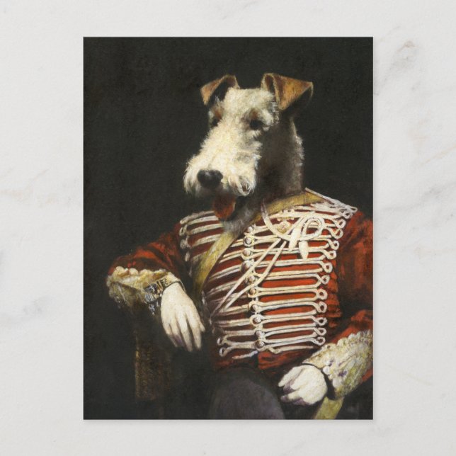 Fox Terrier In Victorian Clothes Post Card (Front)