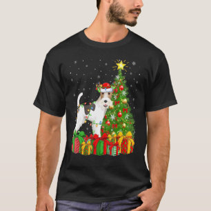 Fox Terrier Lighting Xmas Tree Santa Fox Terrier C T-Shirt