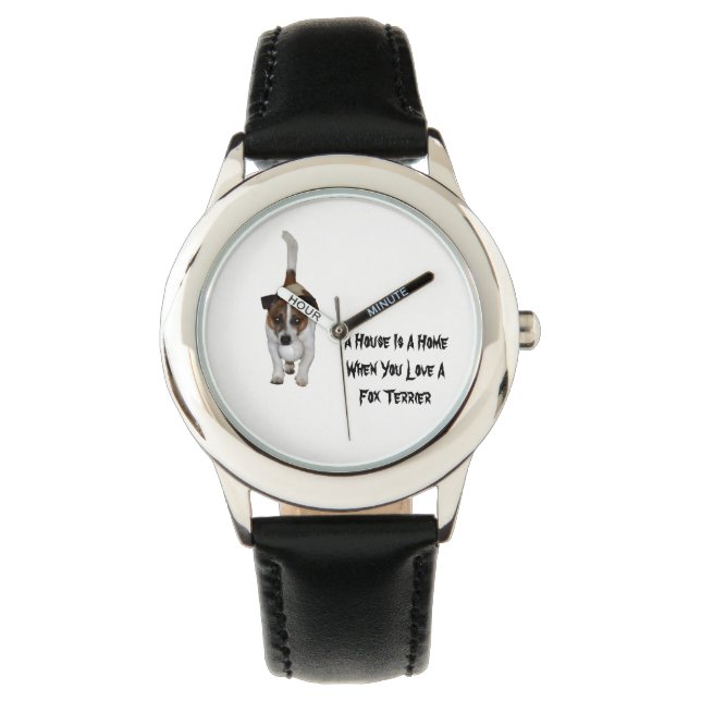 Fox Terrier, Love Is Logo, Kids Leather Watch. Watch (Front)