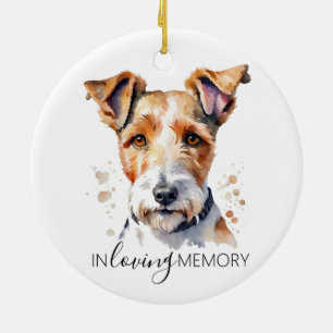 Fox Terrier memorial watercolour christmas Ceramic Tree Decoration