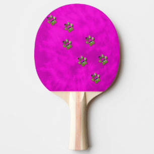 Fox Terrier Paw Prints On Purple Tiedye, Ping Pong Paddle