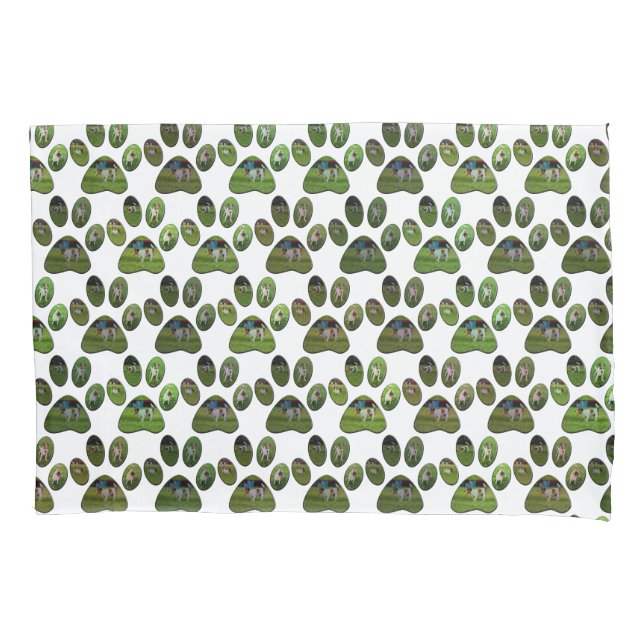 Fox Terrier Paw Prints, Pillow Case (Front)