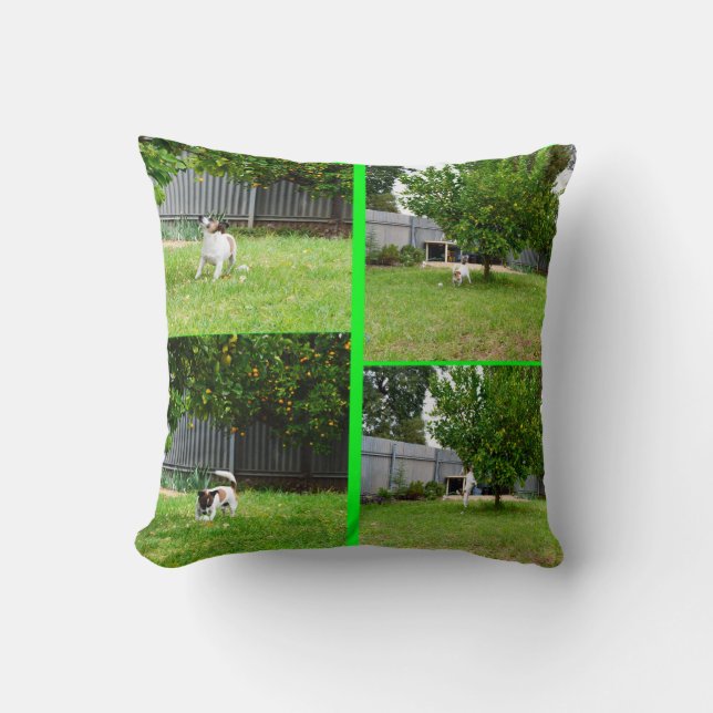 Fox Terrier Photo Collage, Throw Cushion. Cushion (Front)