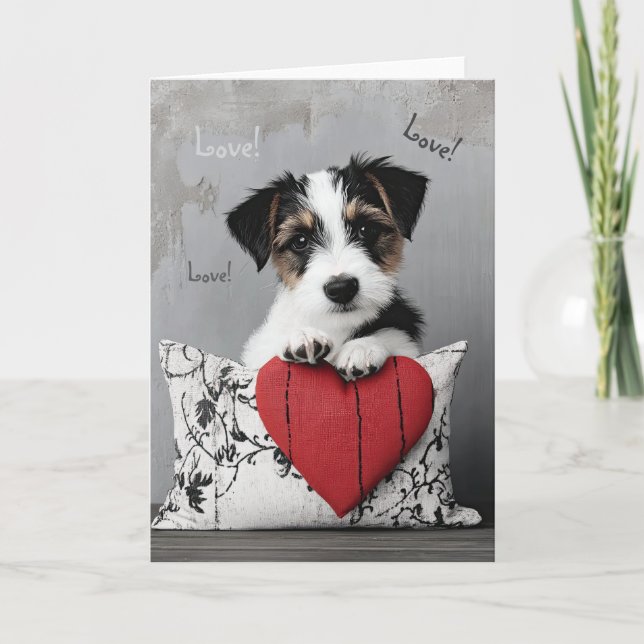 Fox Terrier Puppy Valentine Card (Front)