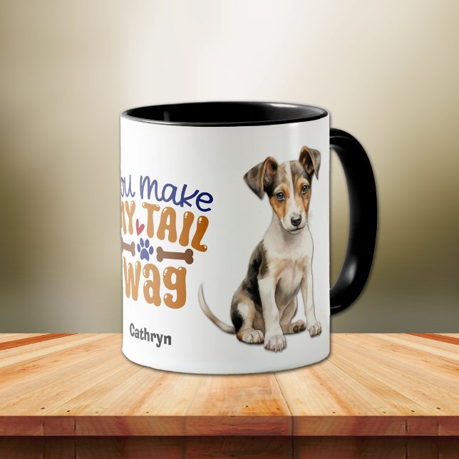 Fox Terrier Puppy You Make My Tail Wag Mug (Creator Uploaded)