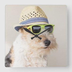 Fox Terrier Square Wall Clock