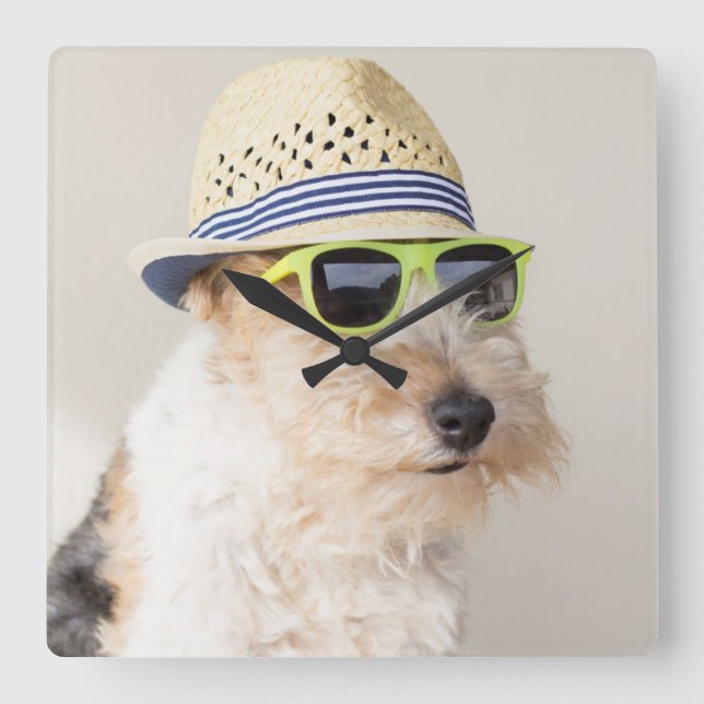 Fox Terrier Square Wall Clock (Front)