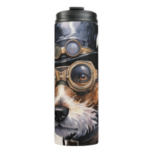 Fox Terrier Steampunk Dog Thermal Tumbler