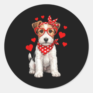 Fox Terrier Valentines Day Wirehaired Dog Lover He Classic Round Sticker