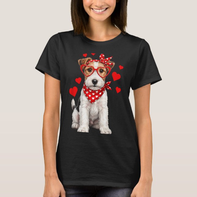 Fox Terrier Valentines Day Wirehaired Dog Lover He T-Shirt (Front)