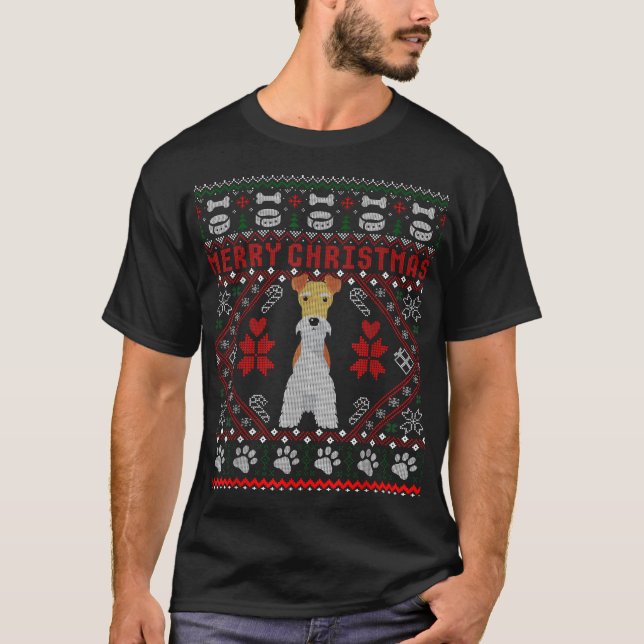 Fox Terrier Wire Dog Merry Christmas Ugly Sweater  (Front)