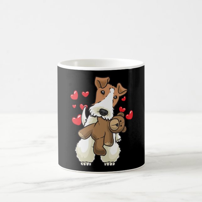 Fox Terrier Wirehaired Dog with Stuffed Animal Coffee Mug (Center)