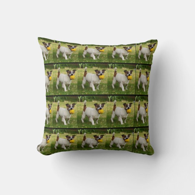 Fox Terrier With His Ball Pattern, Throw Cushion. Cushion (Front)