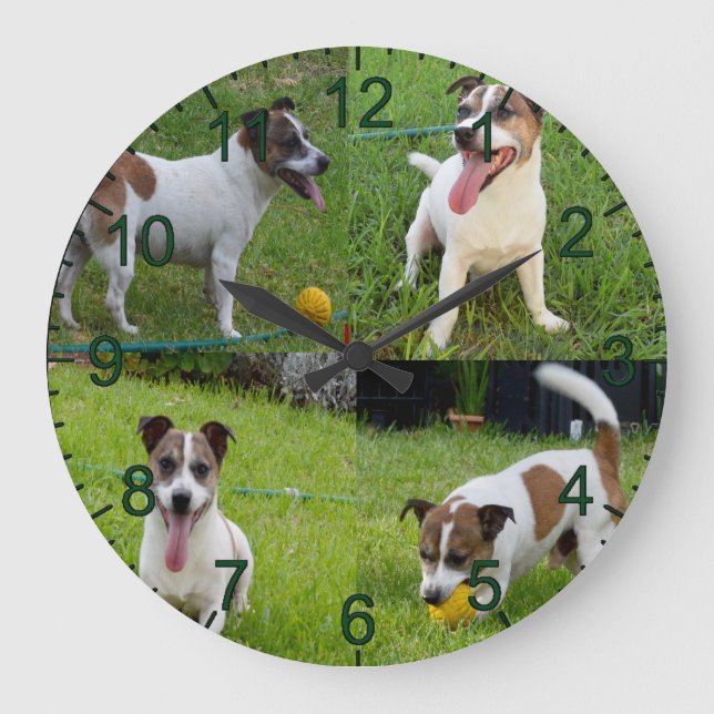 Fox Terrier With His Yellow Ball, Wall Clock (Front)