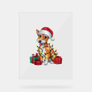 Fox Terrier Xmas Lighting Santa Fox Terrier Dog Ch Acrylic Sign
