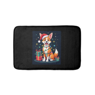 Fox Terrier Xmas Lighting Santa Fox Terrier Dog Ch Bath Mat