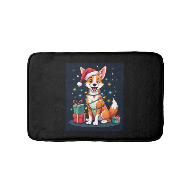 Fox Terrier Xmas Lighting Santa Fox Terrier Dog Ch Bath Mat (Front)