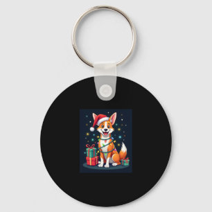 Fox Terrier Xmas Lighting Santa Fox Terrier Dog Ch Key Ring