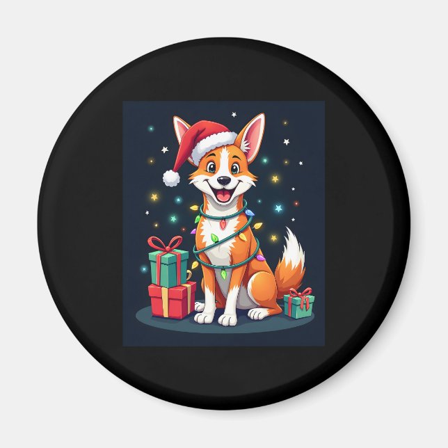 Fox Terrier Xmas Lighting Santa Fox Terrier Dog Ch Magnet (Front)