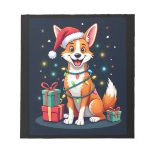 Fox Terrier Xmas Lighting Santa Fox Terrier Dog Ch Notepad