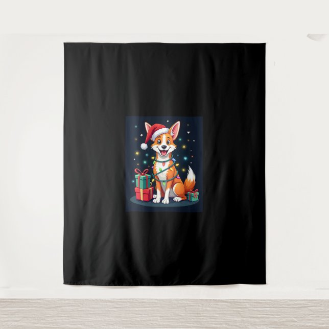 Fox Terrier Xmas Lighting Santa Fox Terrier Dog Ch Tapestry (Front)