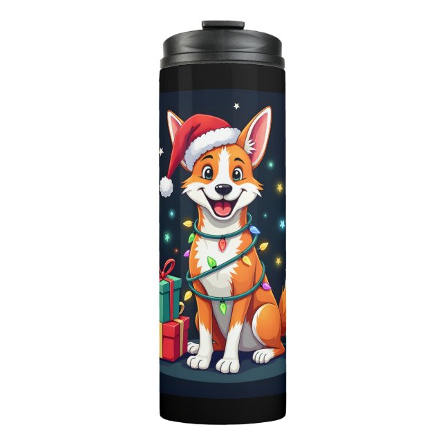 Fox Terrier Xmas Lighting Santa Fox Terrier Dog Ch Thermal Tumbler (Front)