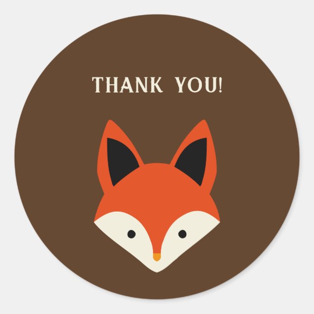 Fox Thank You Classic Round Sticker (Front)