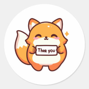 Fox - Thank you Classic Round Sticker