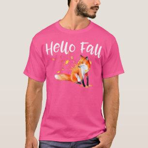 Fox Thanksgiving Fall Autumn Hello Fall Cute Fox T-Shirt