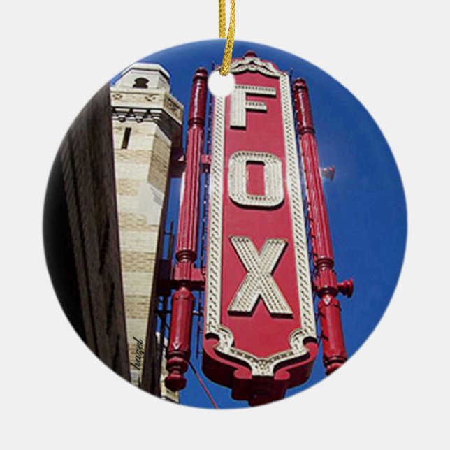 Fox Theatre, Atlanta,Georgia,Merry Christmas Y'all Ceramic Tree Decoration (Front)