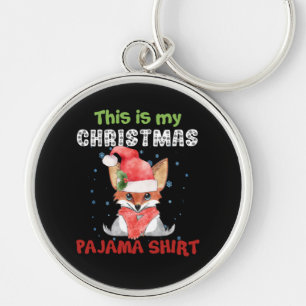 Fox This Is My Christmas Pajama Shirt T-Shirt Fox Key Ring