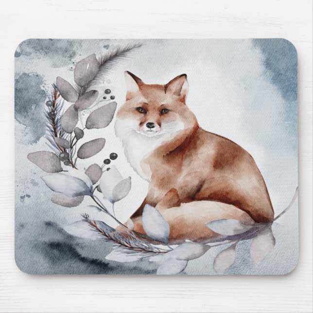 fox & tree leafs mouse mat (Front)