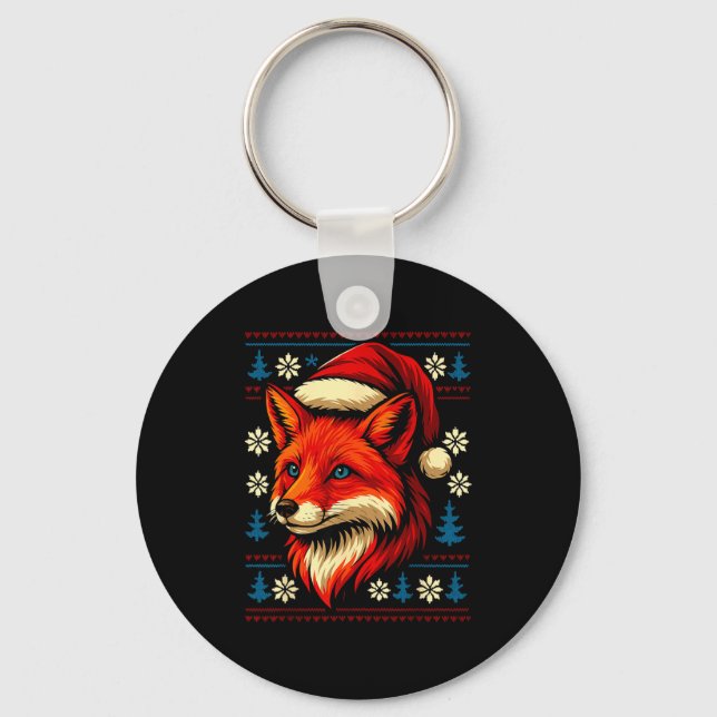Fox Ugly Christmas Sweater  Key Ring (Front)