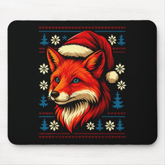 Fox Ugly Christmas Sweater  Mouse Mat (Front)