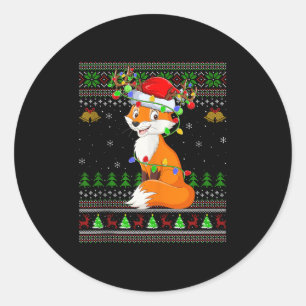 Fox Ugly Christmas Sweaters Holiday Santa Cute Xma Classic Round Sticker