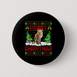 Fox Ugly Xmas Sweater Funny Fox Animal Merry Chris 6 Cm Round Badge