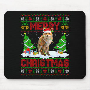 Fox Ugly Xmas Sweater Funny Fox Animal Merry Chris Mouse Mat